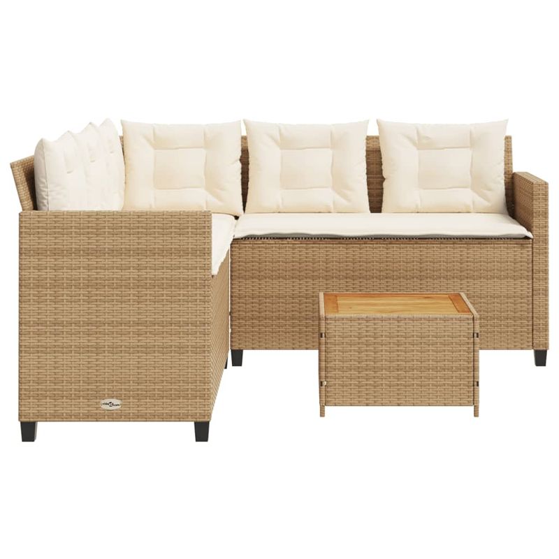 Casa si Gradina - Gradina si terasa - Mobilier exterior - Seturi mobila gradina - Canapea de gradina cu masa/perne, forma de L, poliratan bej - Infinity.ro