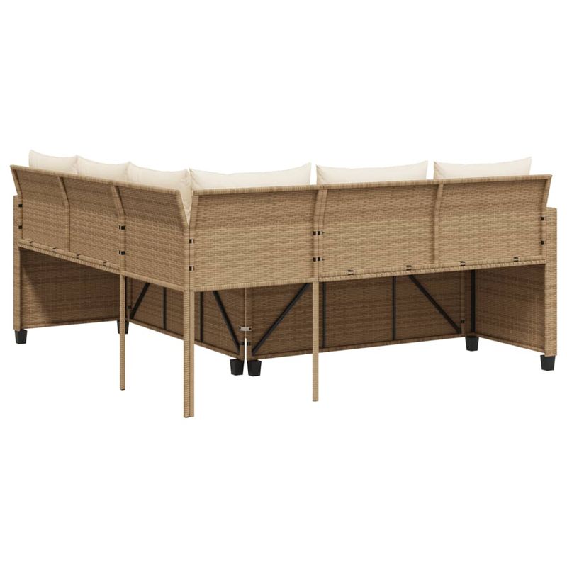 Casa si Gradina - Gradina si terasa - Mobilier exterior - Seturi mobila gradina - Canapea de gradina cu masa/perne, forma de L, poliratan bej - Infinity.ro