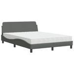 Casa si Gradina - Mobilier - Paturi si accesorii - Paturi - Pat cu saltea, gri inchis, 140x200 cm, textil - Infinity.ro
