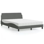 Casa si Gradina - Mobilier - Paturi si accesorii - Paturi - Pat cu saltea, gri inchis, 140x200 cm, textil - Infinity.ro