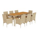 Casa si Gradina - Gradina si terasa - Mobilier exterior - Seturi mobila gradina - Set mobilier gradina cu perne 9 piese bej poliratan/lemn acacia - Infinity.ro