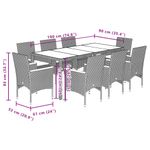 Casa si Gradina - Gradina si terasa - Mobilier exterior - Seturi mobila gradina - Set mobilier gradina cu perne 9 piese bej poliratan/lemn acacia - Infinity.ro