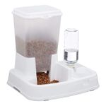Petshop - Accesorii petshop - Castroane si adapatori - Hranitor automat pisici si caini, Cu sticla, Plastic, Alb, 34.5 x 27.5 x 34 cm - Infinity.ro
