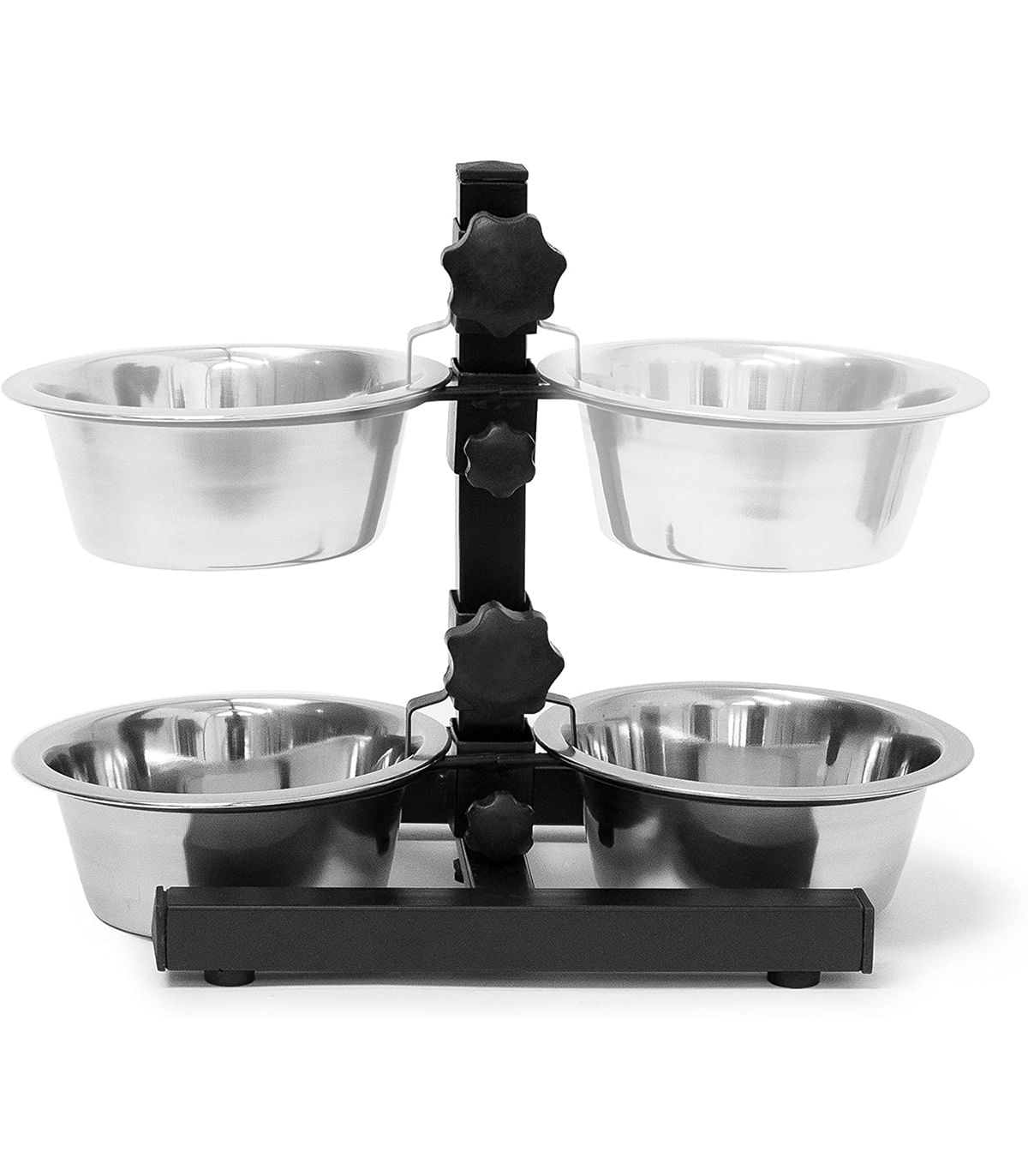 Castron dublu pentru caini, Reglabil pe inaltime 42 cm, Otel, 2 x 1.55 L
