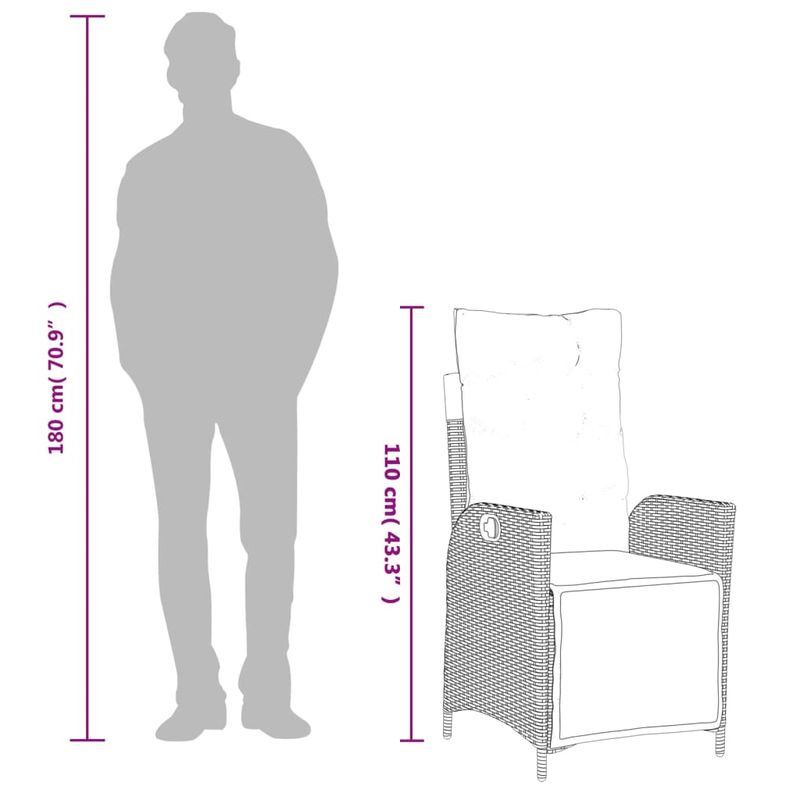 Casa si Gradina - Gradina si terasa - Mobilier exterior - Scaune si sezlonguri gradina - Scaun de gradina rabatabil cu suport picioare,2 buc., poliratan - Infinity.ro