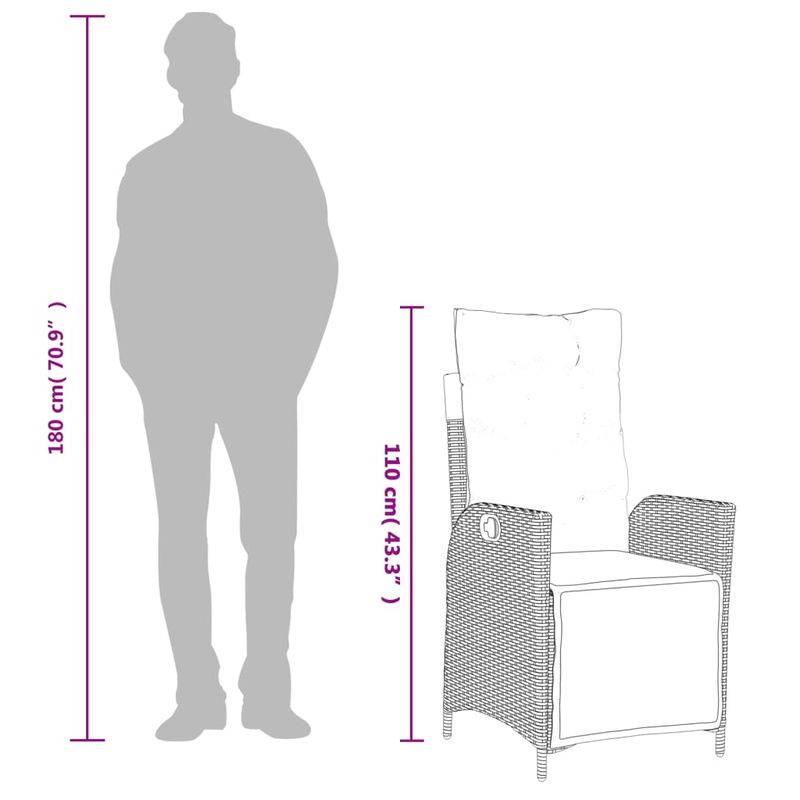 Casa si Gradina - Gradina si terasa - Mobilier exterior - Scaune si sezlonguri gradina - Scaun de gradina rabatabil cu suport picioare,2 buc., poliratan - Infinity.ro