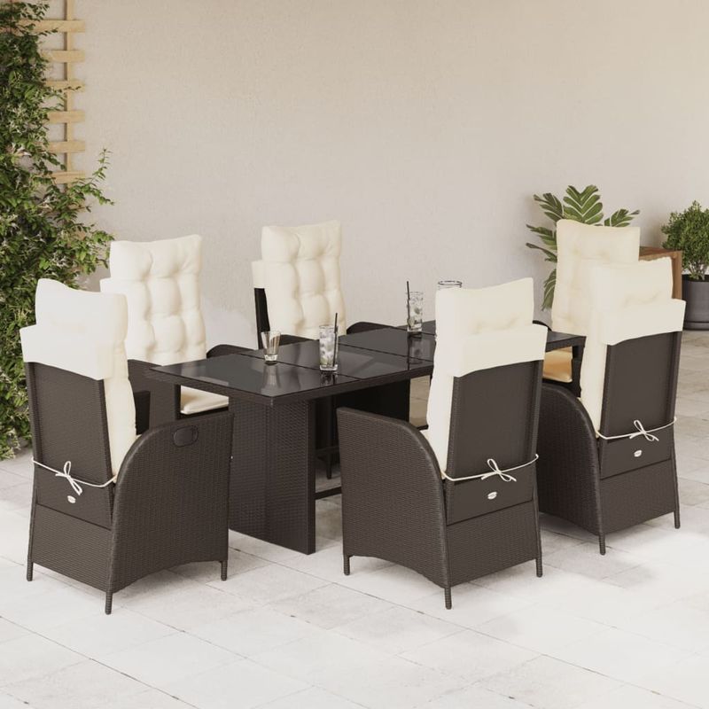 Casa si Gradina - Gradina si terasa - Mobilier exterior - Seturi mobila gradina - Set mobilier de gradina cu perne, 7 piese, maro, poliratan - Infinity.ro