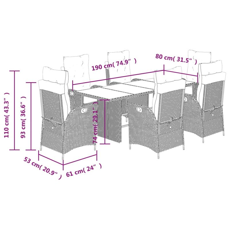 Casa si Gradina - Gradina si terasa - Mobilier exterior - Seturi mobila gradina - Set mobilier de gradina cu perne, 7 piese, maro, poliratan - Infinity.ro