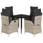Casa si Gradina - Gradina si terasa - Mobilier exterior - Seturi mobila gradina - Set mobilier de gradina cu perne, 5 piese gri deschis poliratan - Infinity.ro