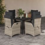 Casa si Gradina - Gradina si terasa - Mobilier exterior - Seturi mobila gradina - Set mobilier de gradina cu perne, 5 piese gri deschis poliratan - Infinity.ro