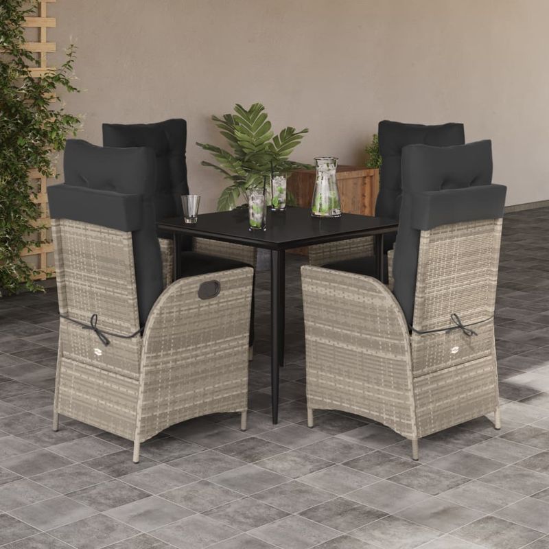 Casa si Gradina - Gradina si terasa - Mobilier exterior - Seturi mobila gradina - Set mobilier de gradina cu perne, 5 piese gri deschis poliratan - Infinity.ro