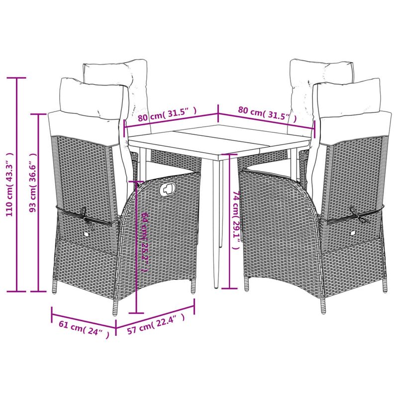 Casa si Gradina - Gradina si terasa - Mobilier exterior - Seturi mobila gradina - Set mobilier de gradina cu perne, 5 piese gri deschis poliratan - Infinity.ro