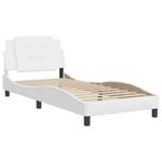 Casa si Gradina - Mobilier - Paturi si accesorii - Paturi - Cadru de pat cu tablie, alb, 90x200 cm, piele ecologica - Infinity.ro