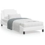 Casa si Gradina - Mobilier - Paturi si accesorii - Paturi - Cadru de pat cu tablie, alb, 90x200 cm, piele ecologica - Infinity.ro