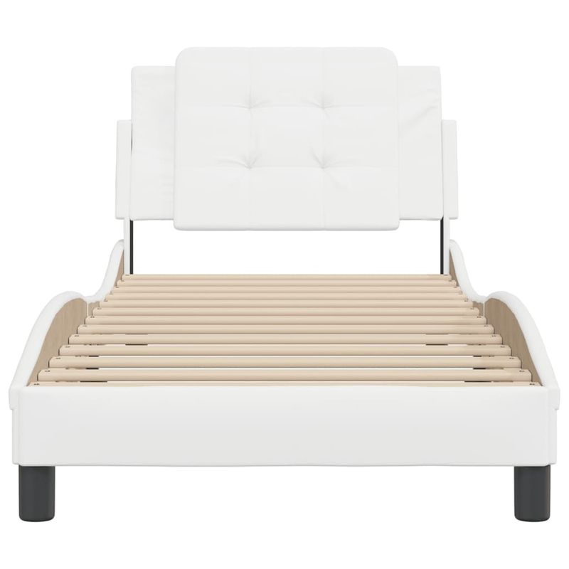 Casa si Gradina - Mobilier - Paturi si accesorii - Paturi - Cadru de pat cu tablie, alb, 90x200 cm, piele ecologica - Infinity.ro