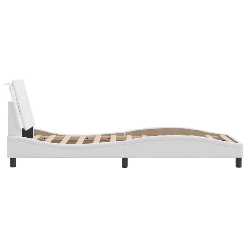Casa si Gradina - Mobilier - Paturi si accesorii - Paturi - Cadru de pat cu tablie, alb, 90x200 cm, piele ecologica - Infinity.ro