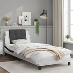 Casa si Gradina - Mobilier - Paturi si accesorii - Paturi - Cadru de pat cu tablie, alb si negru, 90x200 cm piele ecologica - Infinity.ro
