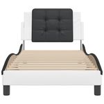 Casa si Gradina - Mobilier - Paturi si accesorii - Paturi - Cadru de pat cu tablie, alb si negru, 90x200 cm piele ecologica - Infinity.ro