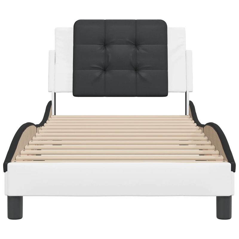 Casa si Gradina - Mobilier - Paturi si accesorii - Paturi - Cadru de pat cu tablie, alb si negru, 90x200 cm piele ecologica - Infinity.ro
