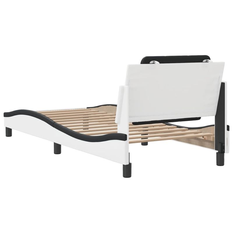 Casa si Gradina - Mobilier - Paturi si accesorii - Paturi - Cadru de pat cu tablie, alb si negru, 90x200 cm piele ecologica - Infinity.ro