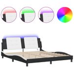 Casa si Gradina - Mobilier - Paturi si accesorii - Paturi - Cadru de pat cu LED, negru si alb, 180x200 cm, piele ecologica - Infinity.ro