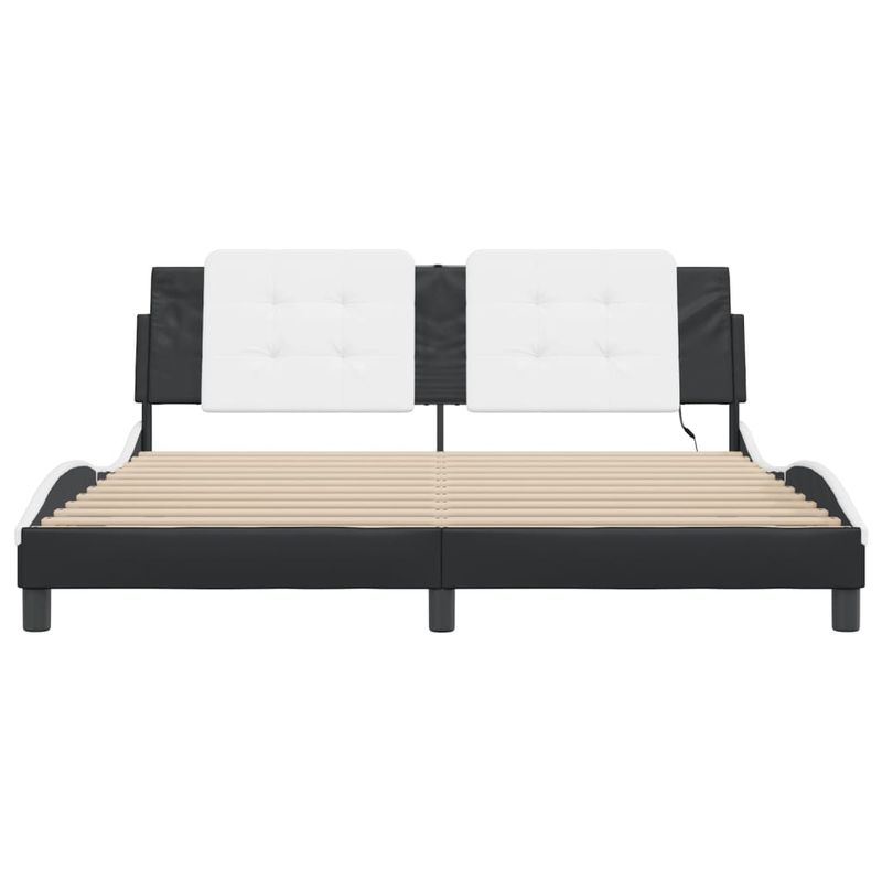 Casa si Gradina - Mobilier - Paturi si accesorii - Paturi - Cadru de pat cu LED, negru si alb, 180x200 cm, piele ecologica - Infinity.ro