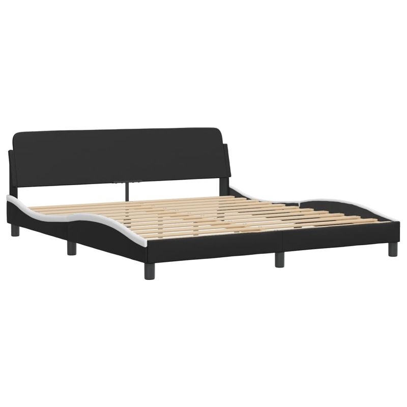 Casa si Gradina - Mobilier - Paturi si accesorii - Paturi - Cadru de pat cu LED, negru si alb, 180x200 cm, piele ecologica - Infinity.ro