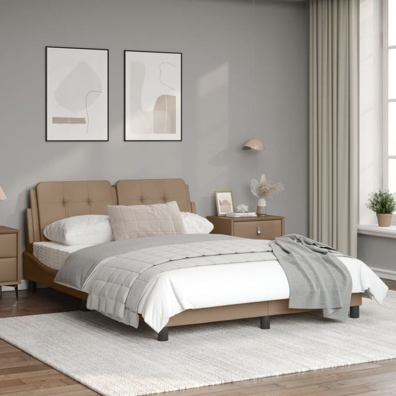 Casa si Gradina - Mobilier - Paturi si accesorii - Paturi - Cadru de pat cu tablie, cappuccino, 140x200 cm, piele ecologica - Infinity.ro