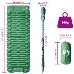 Sport si Outdoor - Camping - Saltele si accesorii pentru somn - Saltele camping - Saltea de camping auto-gonflabila, cu perna integrata, verde - Infinity.ro