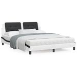 Casa si Gradina - Mobilier - Paturi si accesorii - Paturi - Cadru de pat cu tablie, alb/negru, 160x200 cm, piele ecologica - Infinity.ro