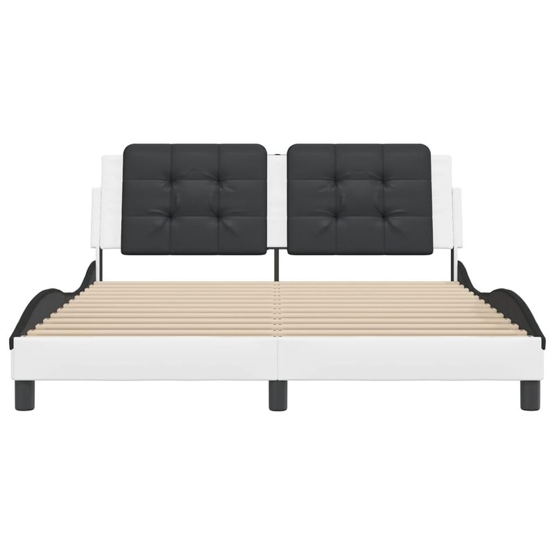 Casa si Gradina - Mobilier - Paturi si accesorii - Paturi - Cadru de pat cu tablie, alb/negru, 160x200 cm, piele ecologica - Infinity.ro