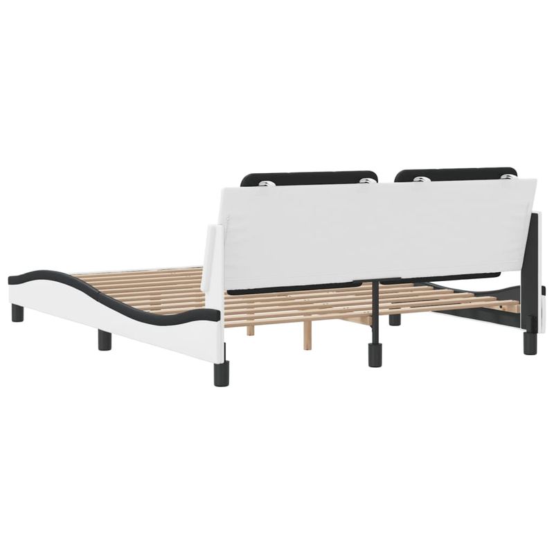 Casa si Gradina - Mobilier - Paturi si accesorii - Paturi - Cadru de pat cu tablie, alb/negru, 160x200 cm, piele ecologica - Infinity.ro