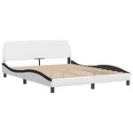 Casa si Gradina - Mobilier - Paturi si accesorii - Paturi - Cadru de pat cu tablie, alb/negru, 160x200 cm, piele ecologica - Infinity.ro