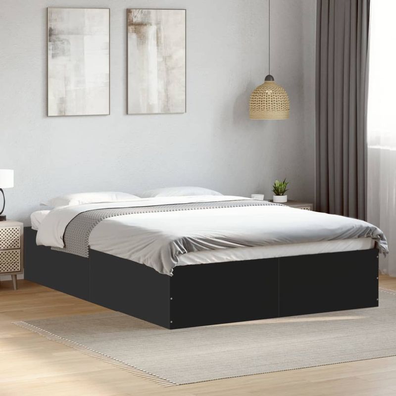 Casa si Gradina - Mobilier - Paturi si accesorii - Paturi - Cadru de pat, negru ,135x190 cm, lemn prelucrat - Infinity.ro