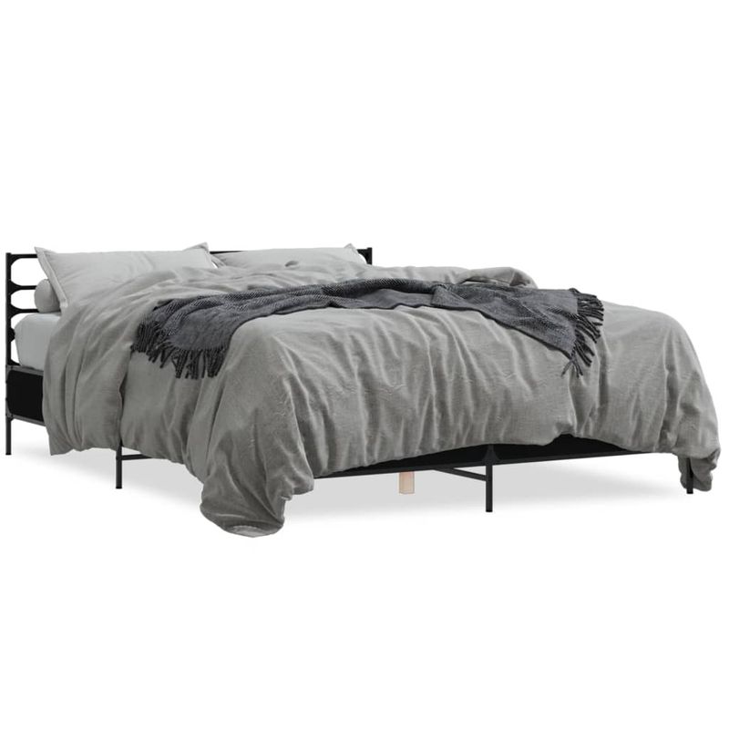 Casa si Gradina - Mobilier - Paturi si accesorii - Paturi - Cadru de pat, negru, 150x200 cm, lemn prelucrat si metal - Infinity.ro