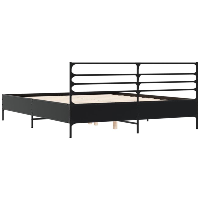 Casa si Gradina - Mobilier - Paturi si accesorii - Paturi - Cadru de pat, negru, 150x200 cm, lemn prelucrat si metal - Infinity.ro