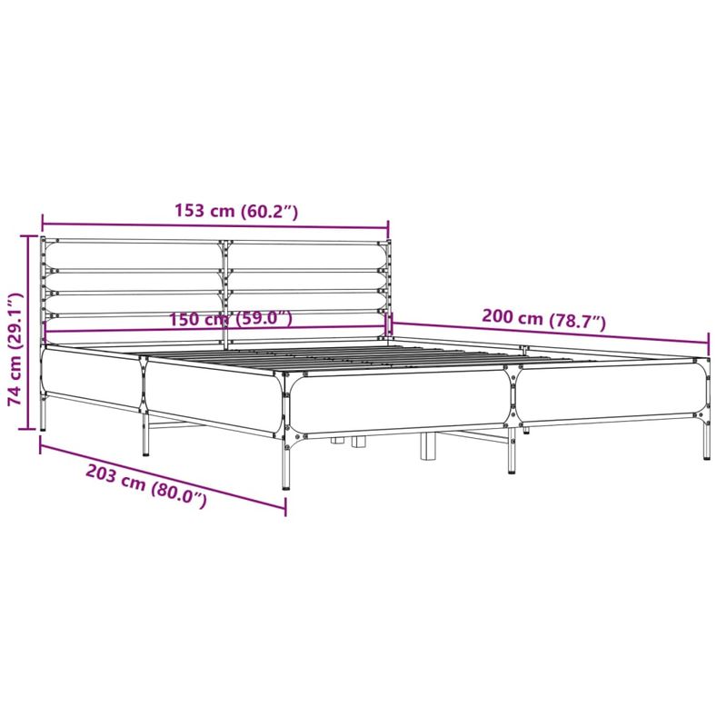Casa si Gradina - Mobilier - Paturi si accesorii - Paturi - Cadru de pat, negru, 150x200 cm, lemn prelucrat si metal - Infinity.ro