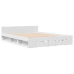 Casa si Gradina - Mobilier - Paturi si accesorii - Paturi - Cadru pat cu sertare alb extralucios 150x200 cm, lemn prelucrat - Infinity.ro