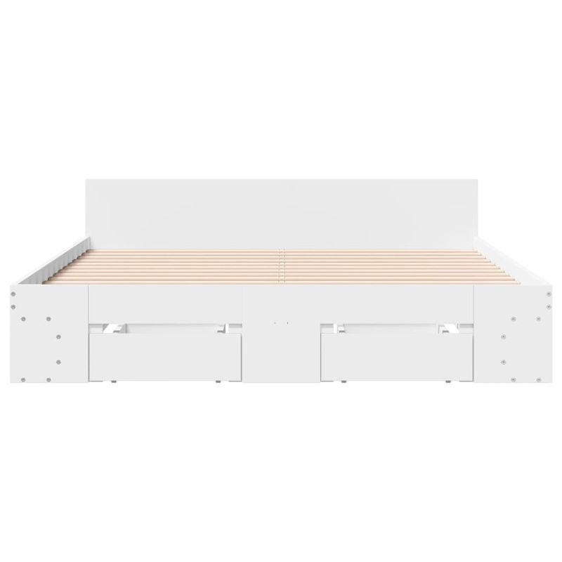 Casa si Gradina - Mobilier - Paturi si accesorii - Paturi - Cadru pat cu sertare alb extralucios 150x200 cm, lemn prelucrat - Infinity.ro