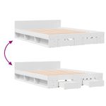 Casa si Gradina - Mobilier - Paturi si accesorii - Paturi - Cadru pat cu sertare alb extralucios 150x200 cm, lemn prelucrat - Infinity.ro