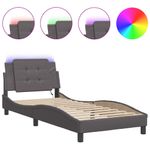 Casa si Gradina - Mobilier - Paturi si accesorii - Paturi - Cadru de pat cu lumini LED, gri, 100x200 cm, piele ecologica - Infinity.ro