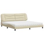 Casa si Gradina - Mobilier - Paturi si accesorii - Paturi - Pat cu saltea, crem, 200x200 cm, textil - Infinity.ro