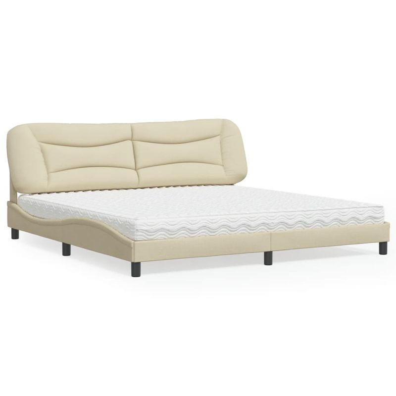 Casa si Gradina - Mobilier - Paturi si accesorii - Paturi - Pat cu saltea, crem, 200x200 cm, textil - Infinity.ro