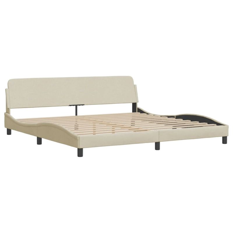 Casa si Gradina - Mobilier - Paturi si accesorii - Paturi - Pat cu saltea, crem, 200x200 cm, textil - Infinity.ro