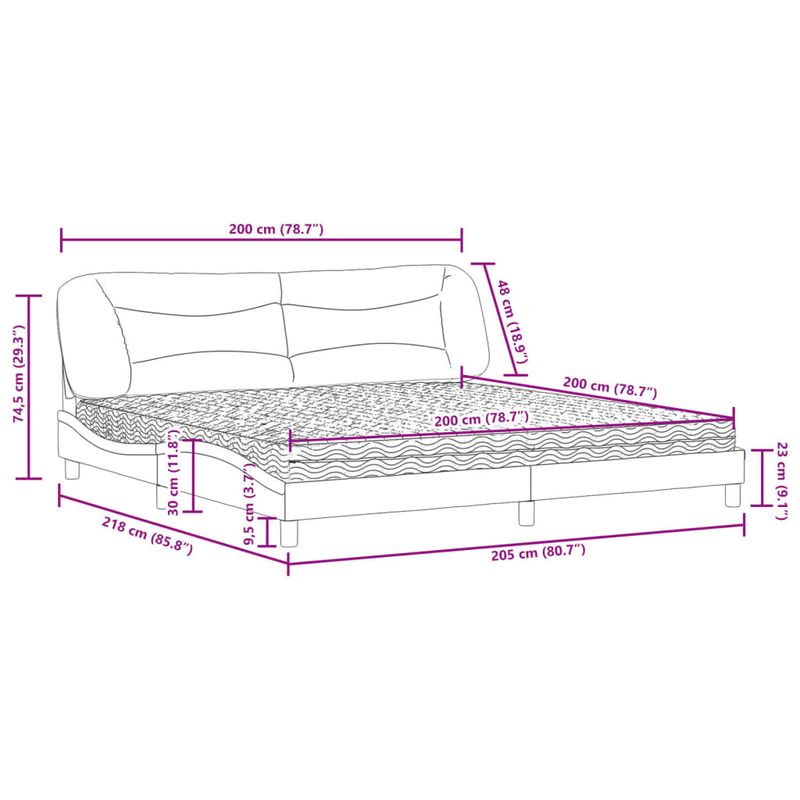 Casa si Gradina - Mobilier - Paturi si accesorii - Paturi - Pat cu saltea, crem, 200x200 cm, textil - Infinity.ro