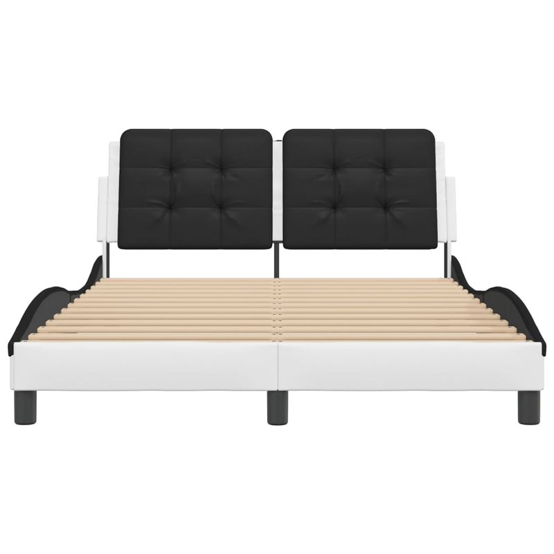 Casa si Gradina - Mobilier - Paturi si accesorii - Paturi - Cadru de pat cu tablie, alb/negru, 120x200 cm, piele ecologica - Infinity.ro