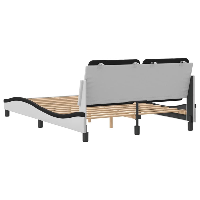 Casa si Gradina - Mobilier - Paturi si accesorii - Paturi - Cadru de pat cu tablie, alb/negru, 120x200 cm, piele ecologica - Infinity.ro