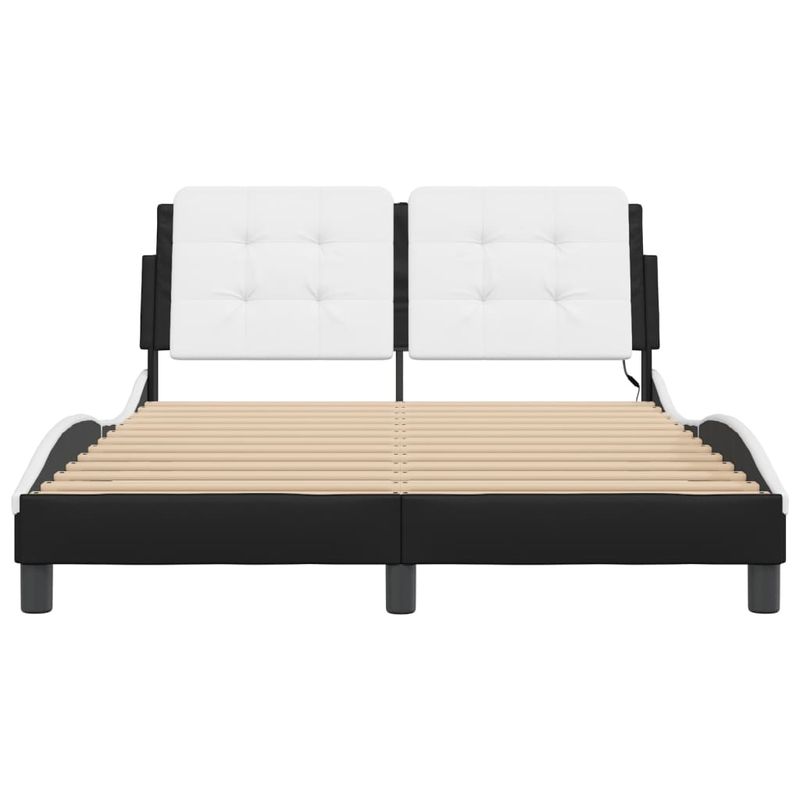 Casa si Gradina - Mobilier - Paturi si accesorii - Paturi - Cadru de pat cu LED, negru si alb, 140x200 cm, piele ecologica - Infinity.ro