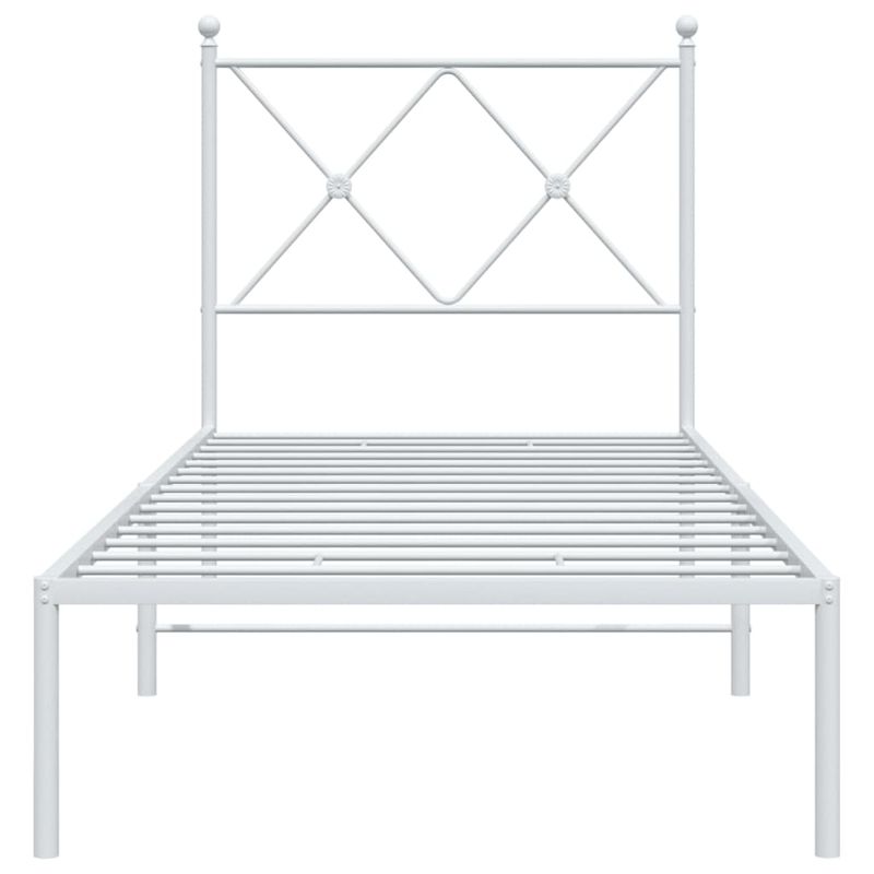 Casa si Gradina - Mobilier - Paturi si accesorii - Paturi - Cadru de pat metalic cu tablie, alb, 75x190 cm - Infinity.ro
