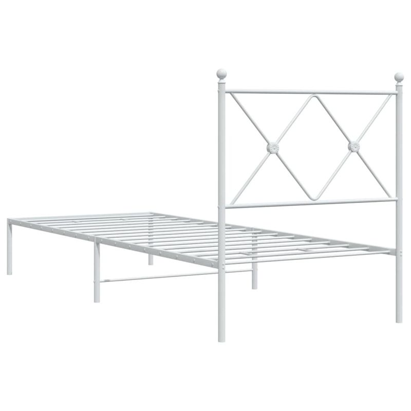 Casa si Gradina - Mobilier - Paturi si accesorii - Paturi - Cadru de pat metalic cu tablie, alb, 75x190 cm - Infinity.ro